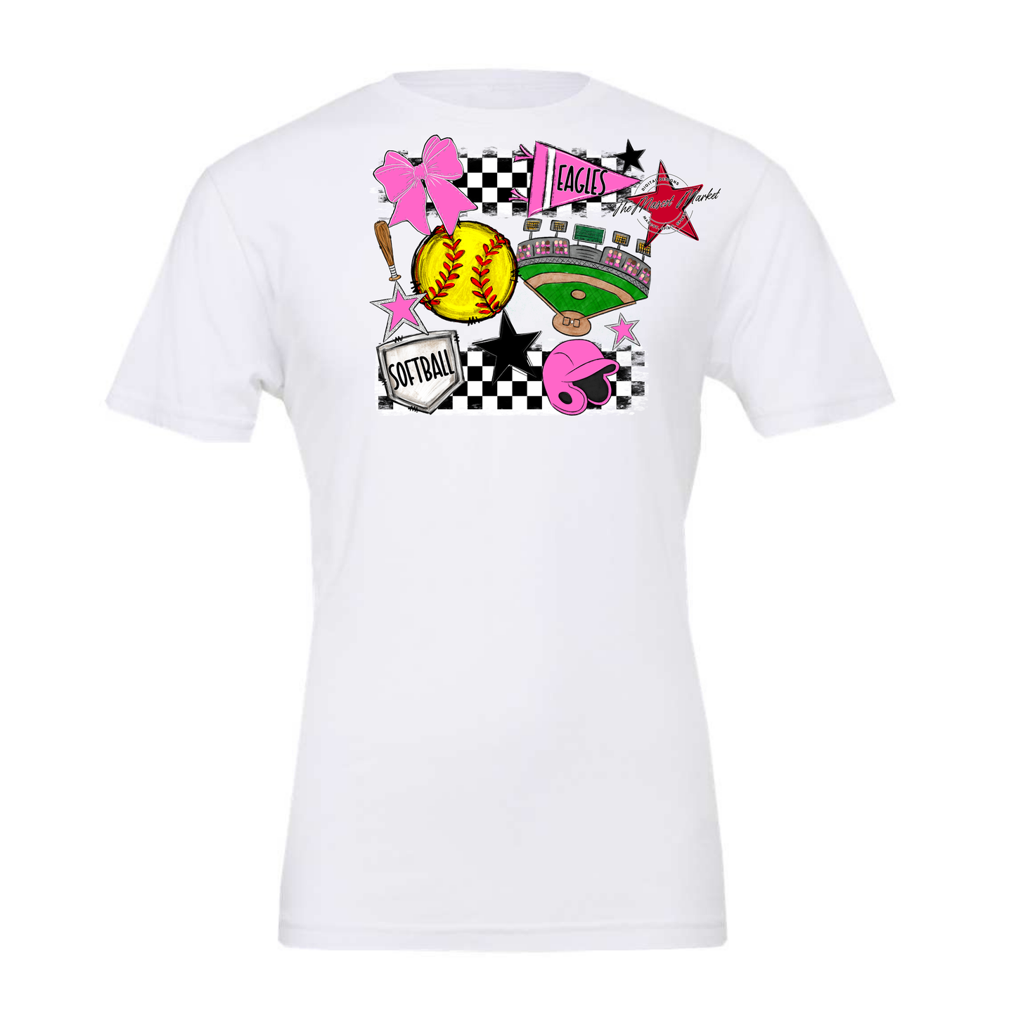 Eagles Softball Checkers Design-Pink