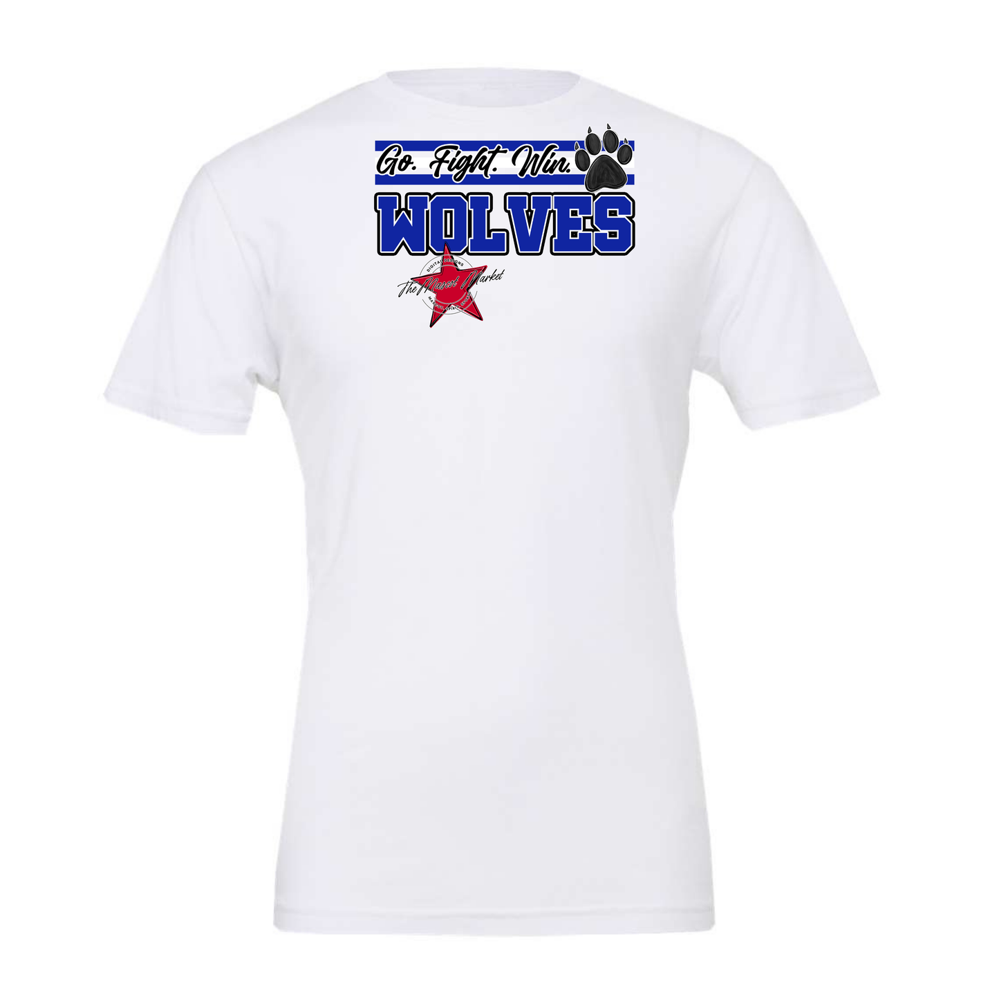 Wolves Go Fight Win Mascot Lines-Blue