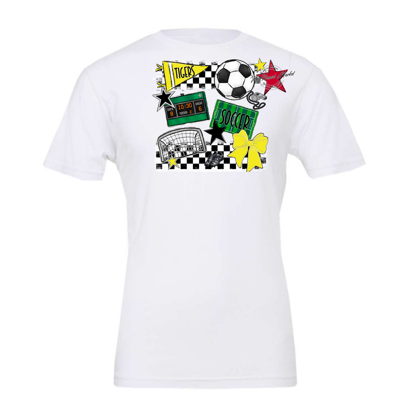 Tigers Checkers Soccer Spirit Design-Bright Yellow