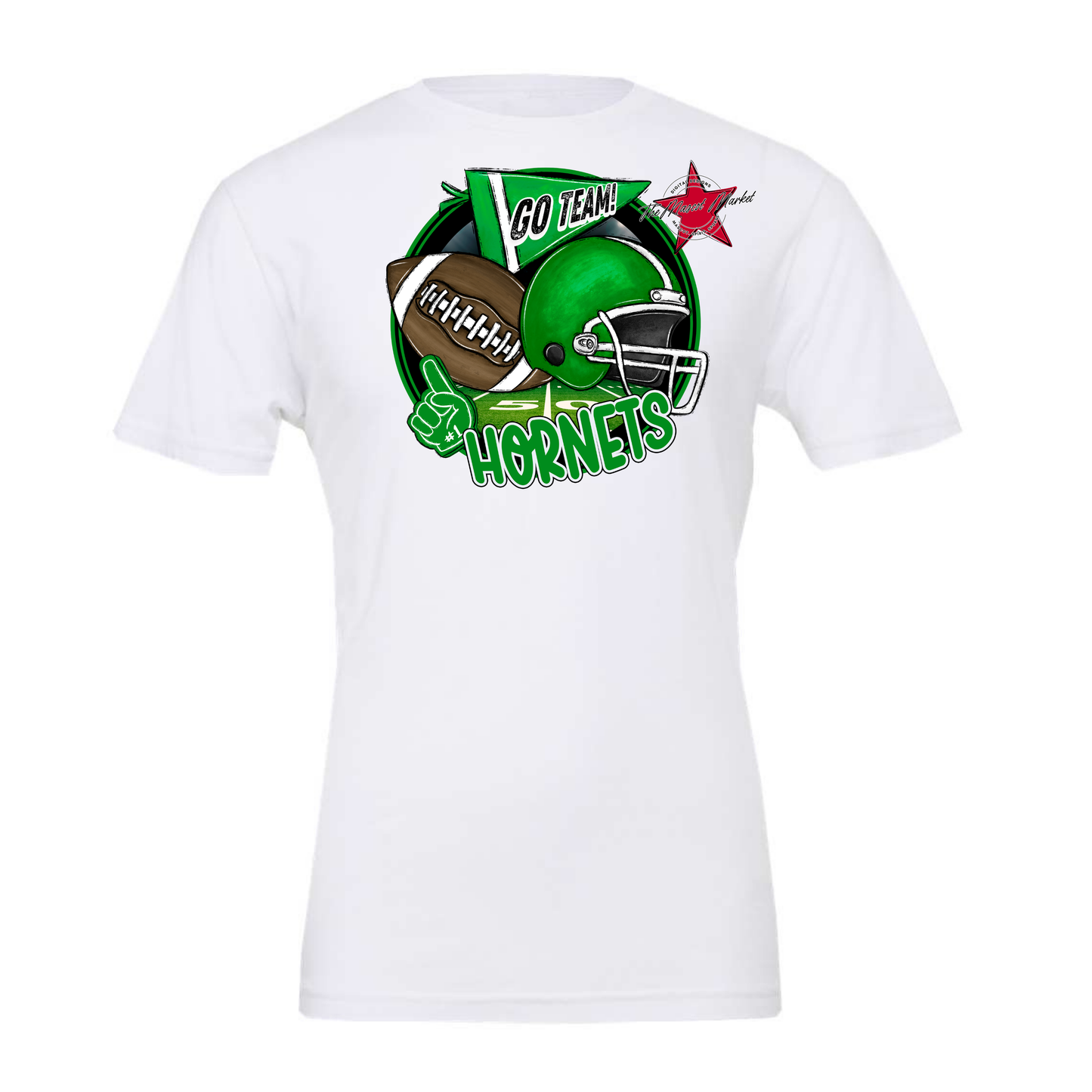 Hornets Circle Football Design-Kelly Green