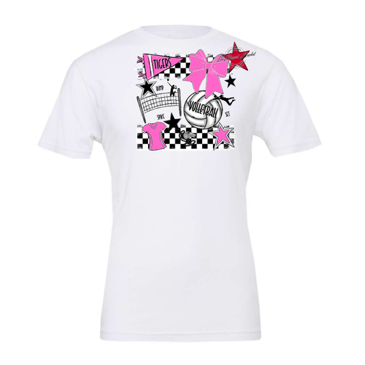 Tigers Checkers Volleyball Spirit Design-Baby Pink
