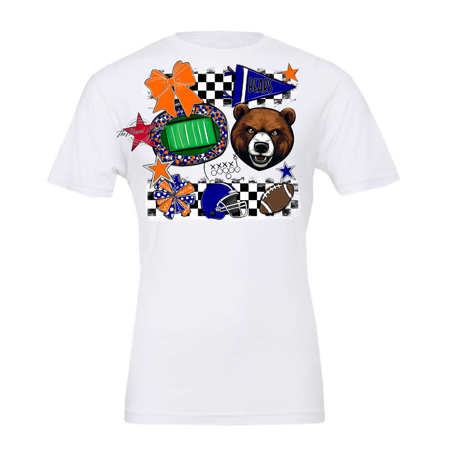 Bears Checker Mascot Spirit Design-Blue-Orange