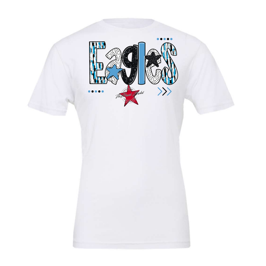 Eagles Brushstroke Alpha Design-Carolina Blue