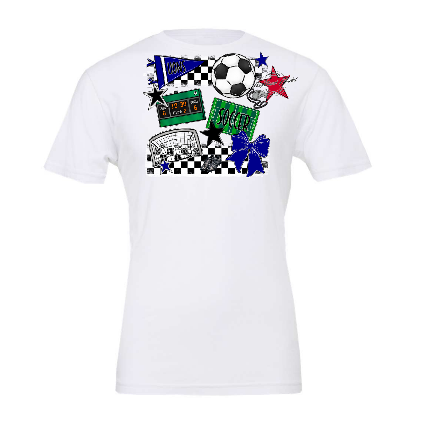 Lions Checkers Soccer Spirit Design-Blue