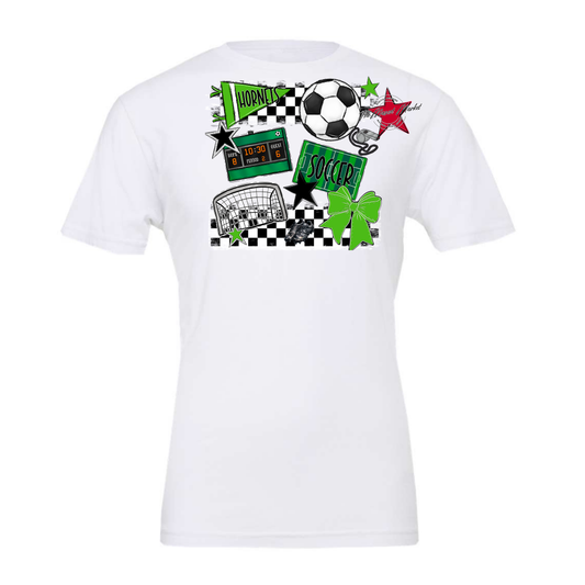 Hornets Checkers Soccer Spirit Design-Bright Green
