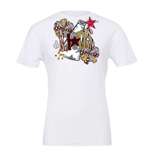 Lions Cheer Megaphone Scrape-Maroon-Gold