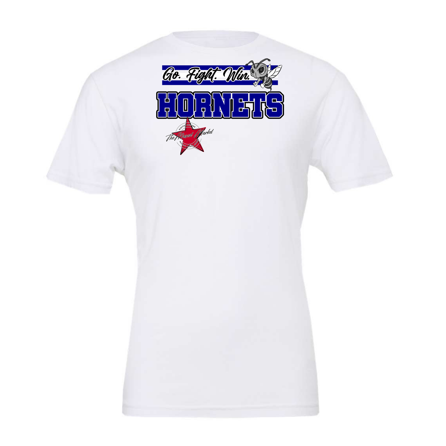 Hornets Go Fight Win Mascot Lines-Blue