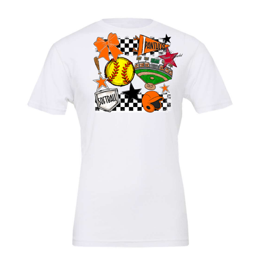 Panthers Checkers Softball Spirit Design-Orange