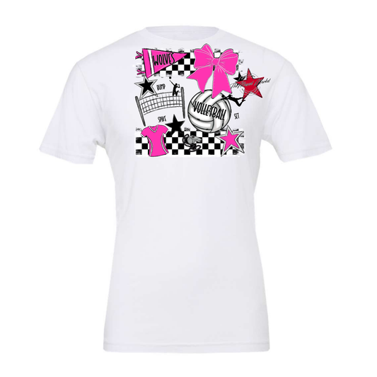 Wolves Checkers Volleyball Spirit Design-Pink