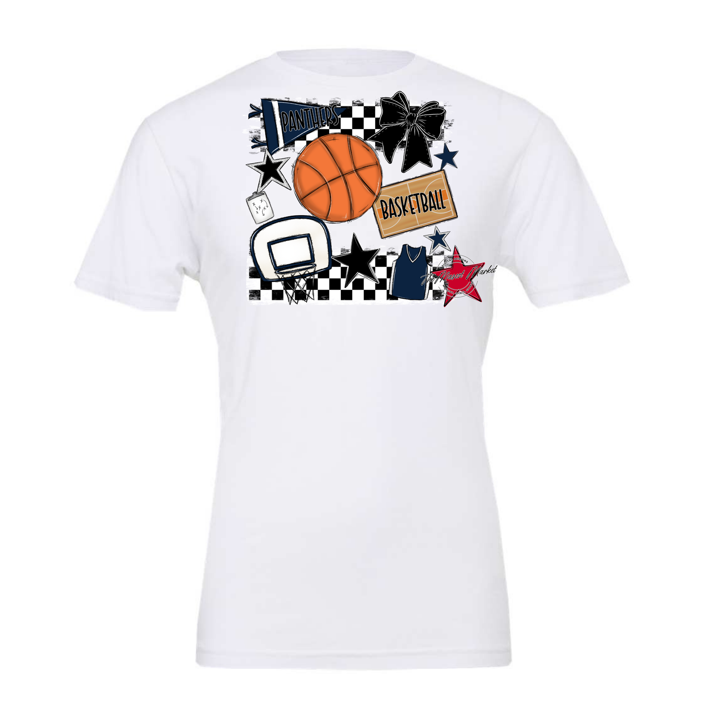Panthers Checkers Basketball Spirit Design-Navy