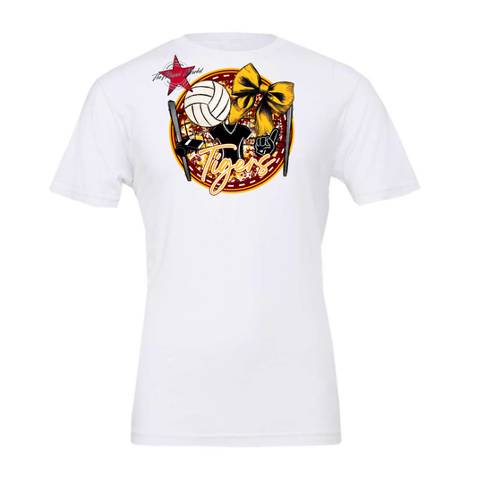 Tigers Circle Volleyball Design-Maroon-Yellow