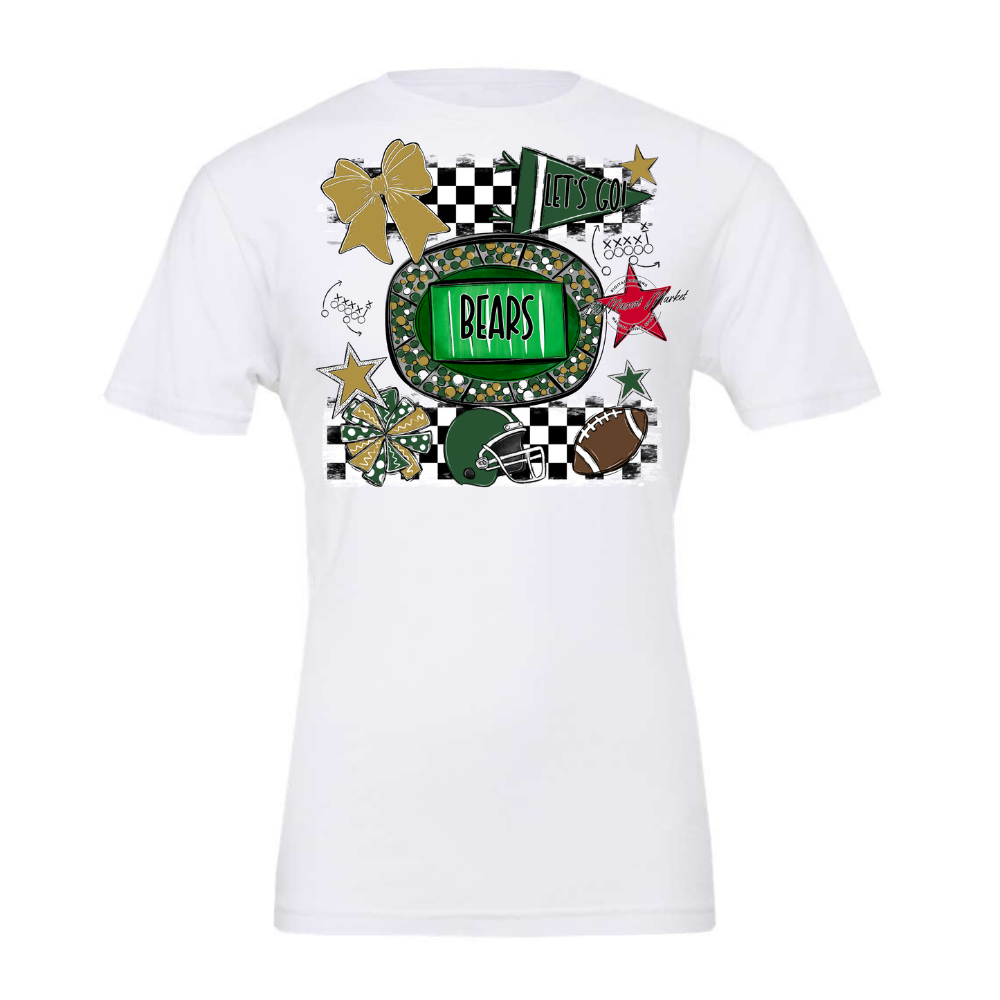 Bears Checker Spirit Design-Green-Gold