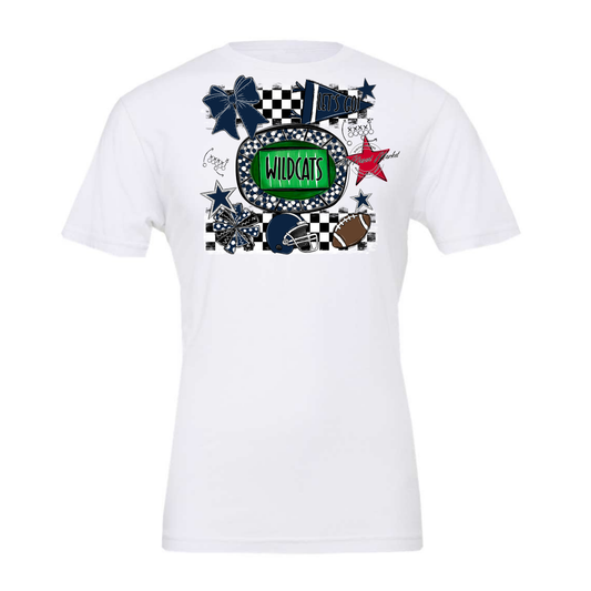 Wildcats Checkers Spirit Design-Navy