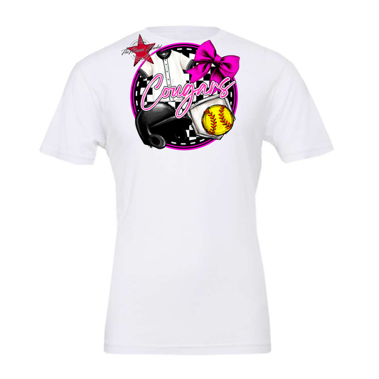 Cougars Circle Softball Design-Pink