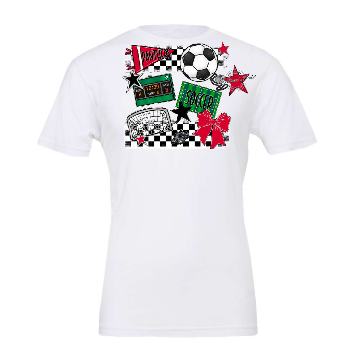Panthers Checkers Soccer Spirit Design-Red