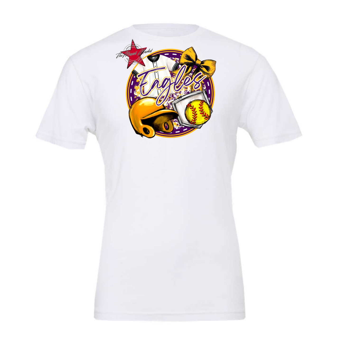 Eagles Circle Softball Design-Purple-Yellow
