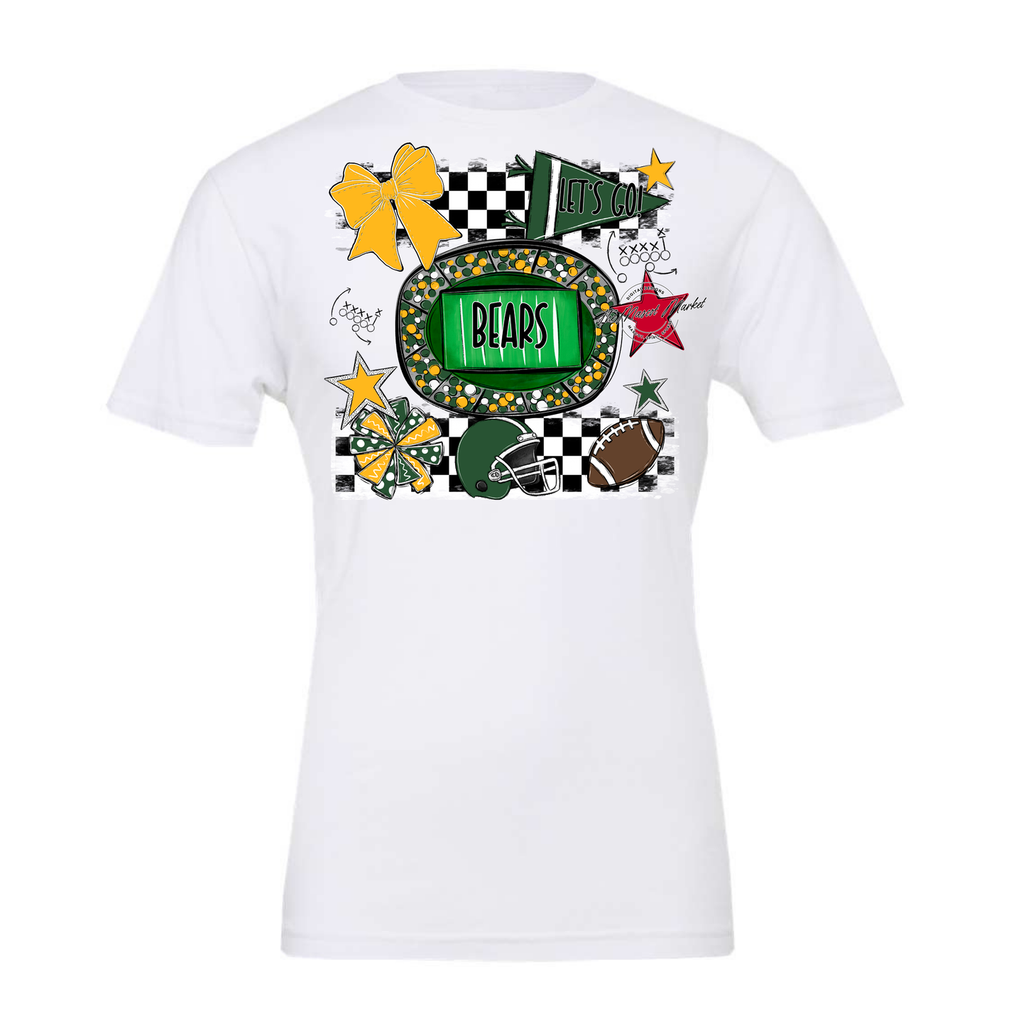 Bears Checker Spirit Design-Green-Yellow