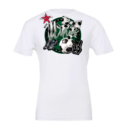 Wolves Circle Soccer Design-Green
