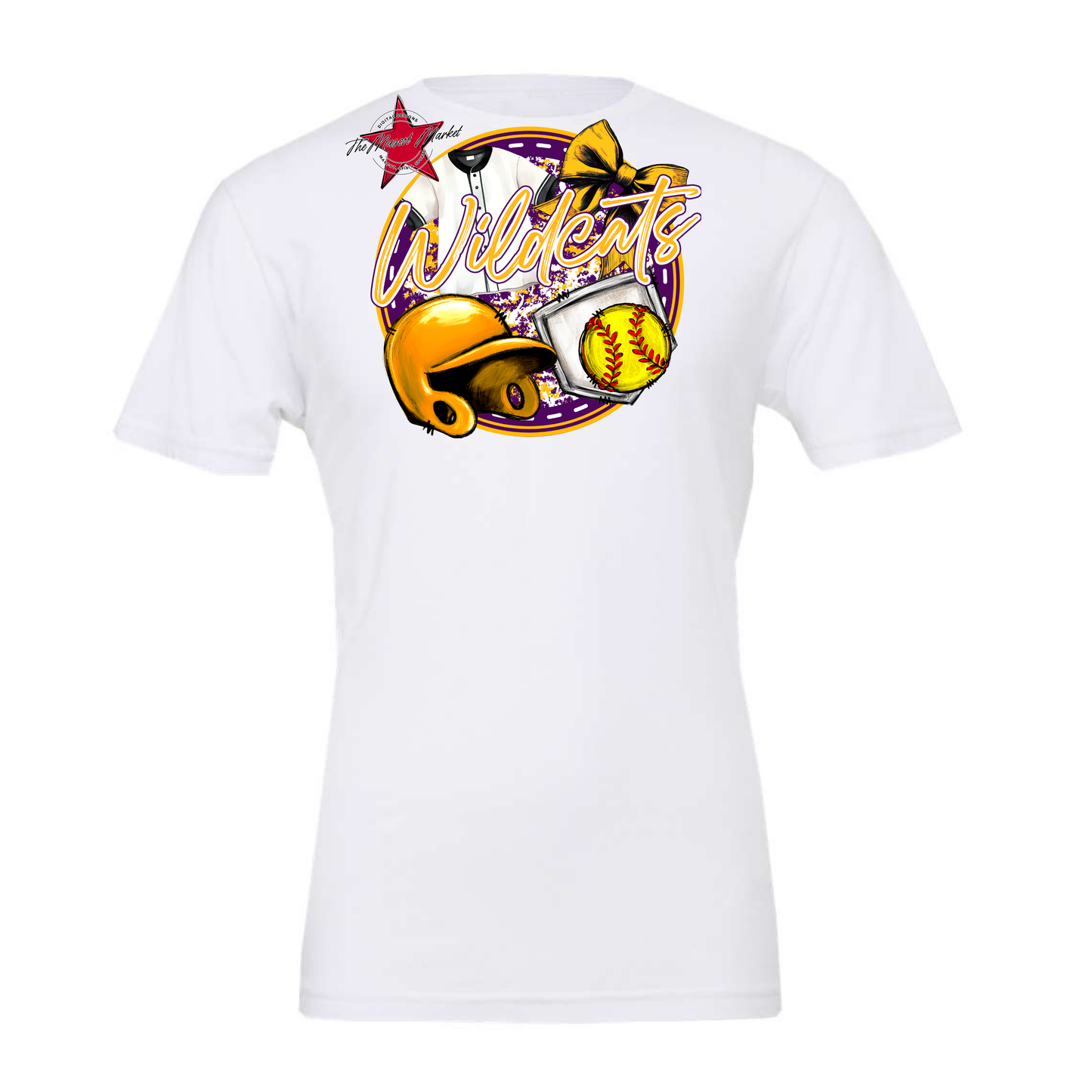 Wildcats Circle Softball Design-Purple-Yellow