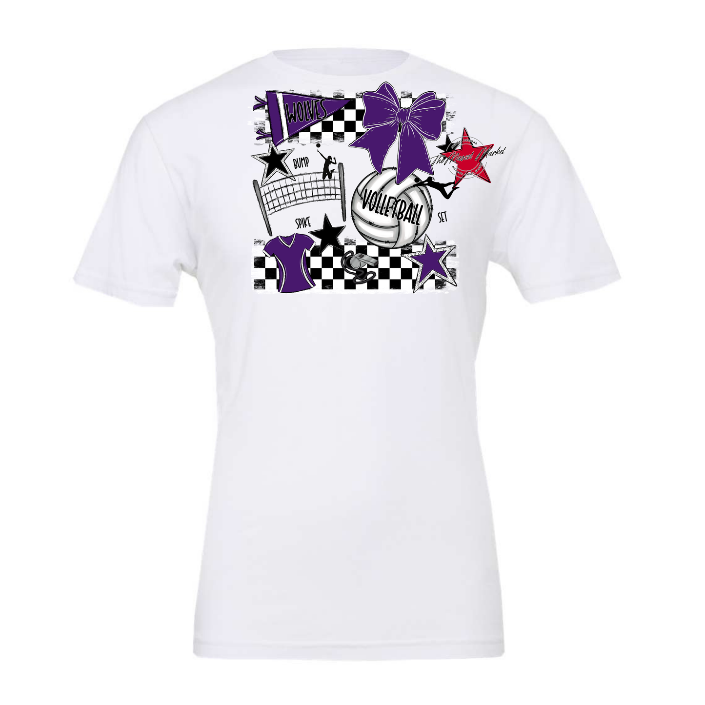 Wolves Checkers Volleyball Spirit Design-Purple