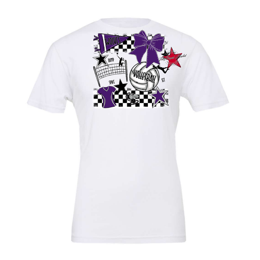 Wolves Checkers Volleyball Spirit Design-Purple