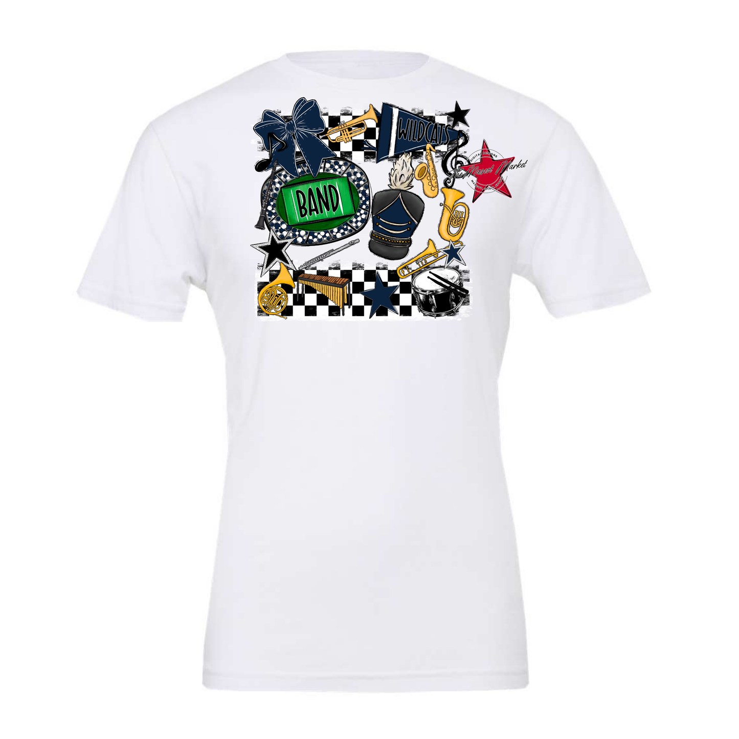 Wildcats Checkers Band Spirit Design-Navy