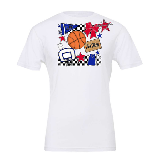 Tigers Checkers Basketball Spirit Design-Royal Blue-Red