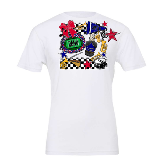 Wolves Checkers Band Spirit Design-Blue-Red