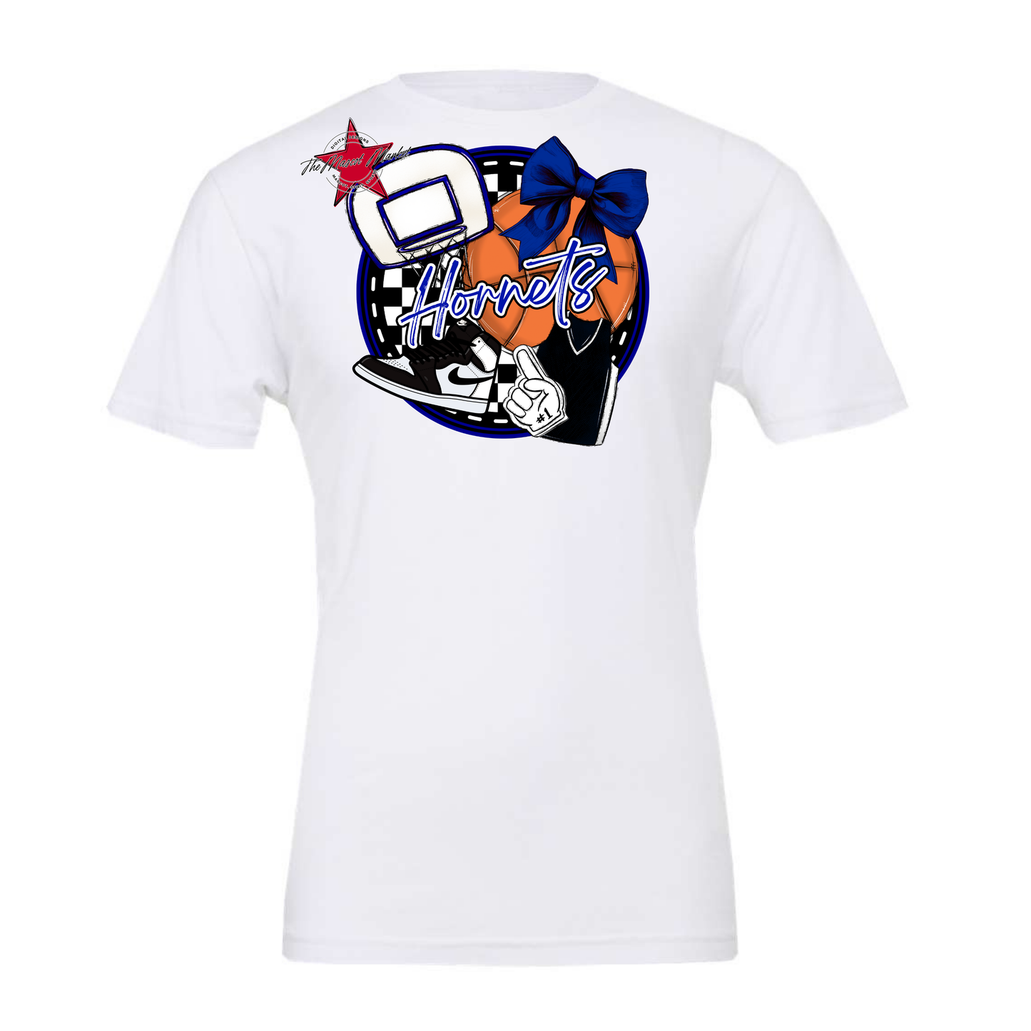 Hornets Circle Basketball Design-Blue