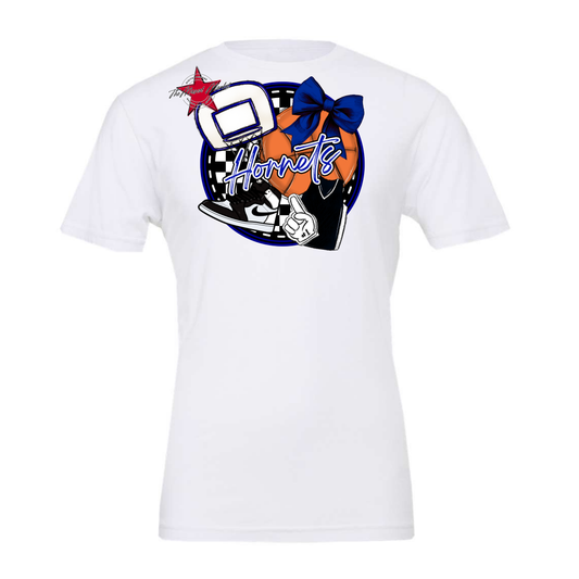 Hornets Circle Basketball Design-Blue