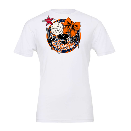 Tigers Circle Volleyball Design-Navy-Orange