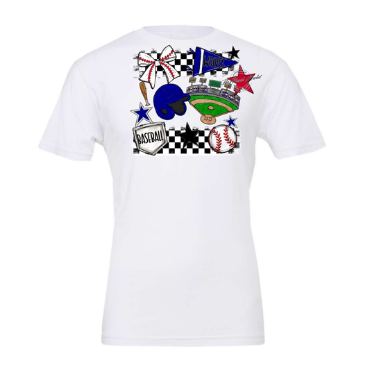 Wolves Checkers Baseball Spirit Design-Blue