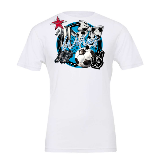 Wolves Circle Soccer Design-Carolina Blue