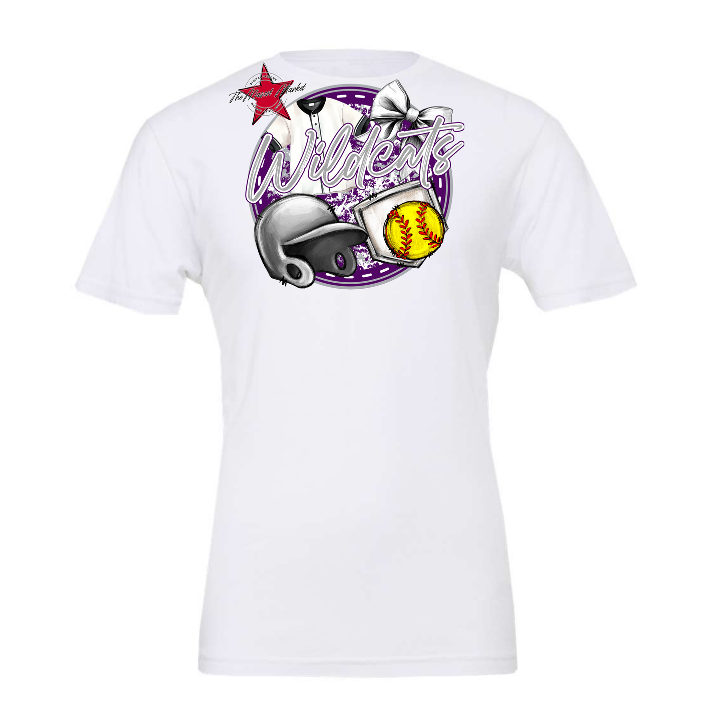 Wildcats Circle Softball Design-Purple-Grey