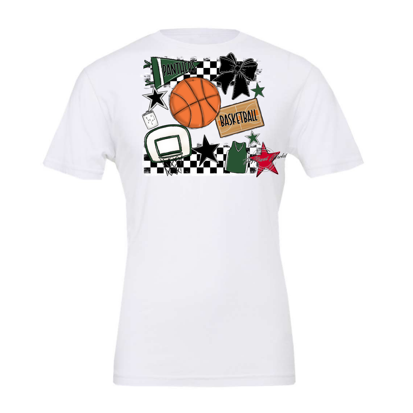 Panthers Checkers Basketball Spirit Design-Green