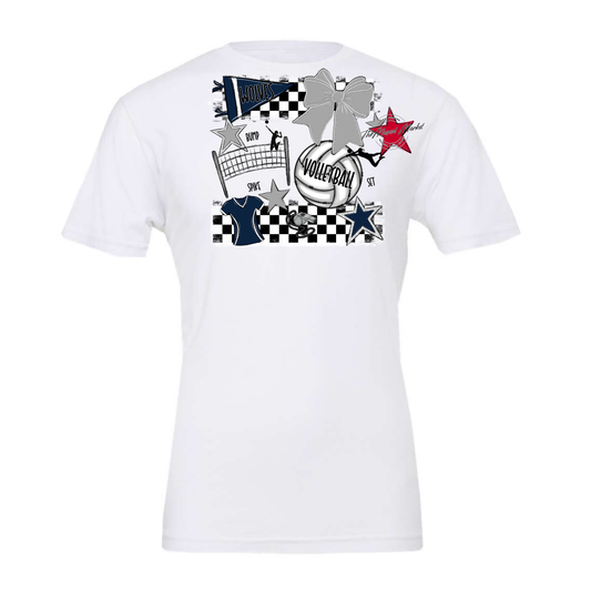 Wolves Checkers Volleyball Spirit Design-Navy-Grey