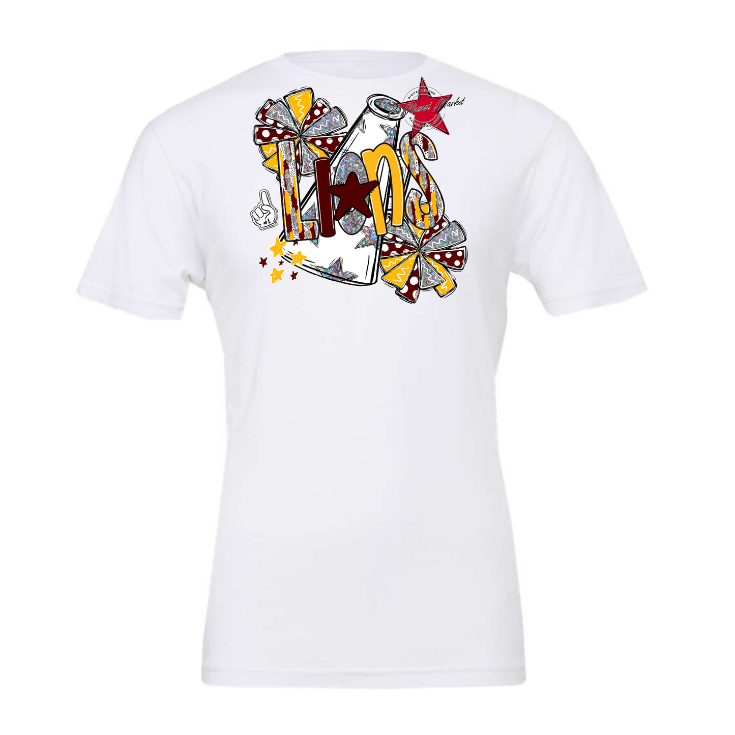 Lions Cheer Megaphone Scrape-Maroon-Yellow