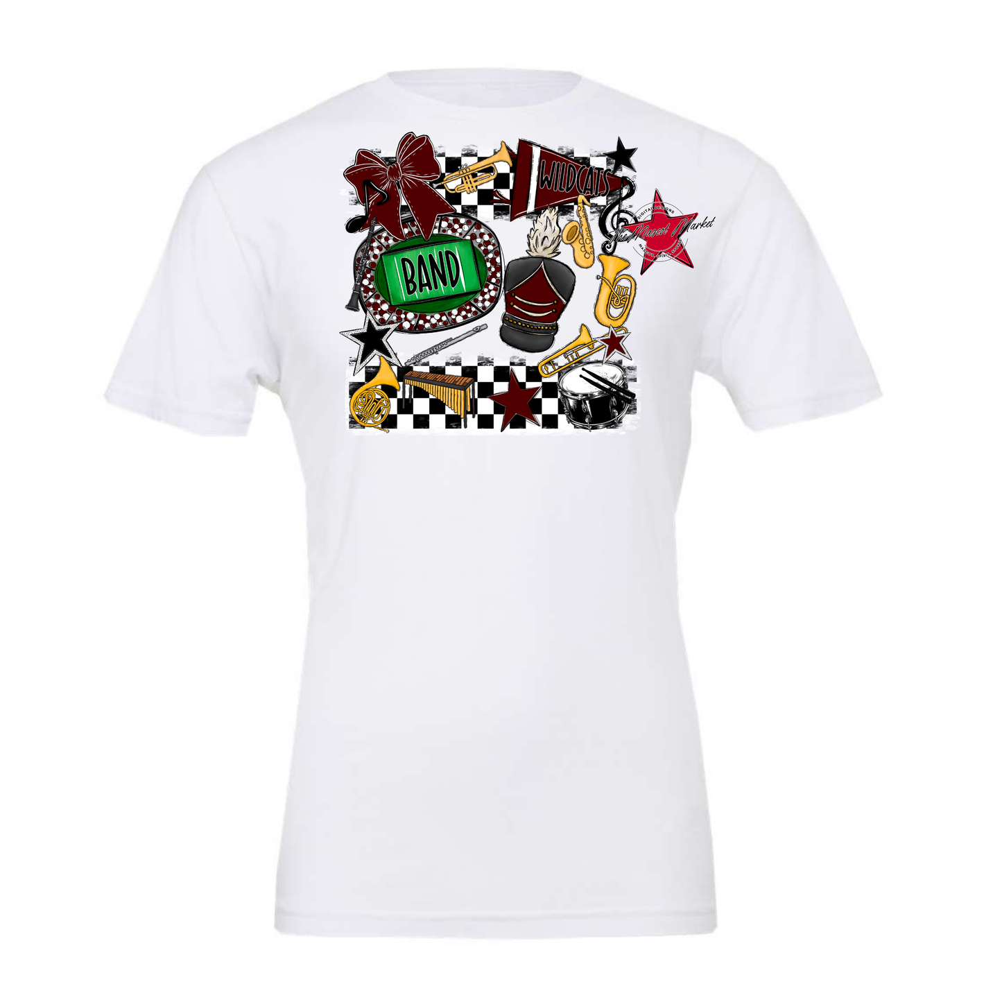 Wildcats Checkers Band Spirit Design-Maroon
