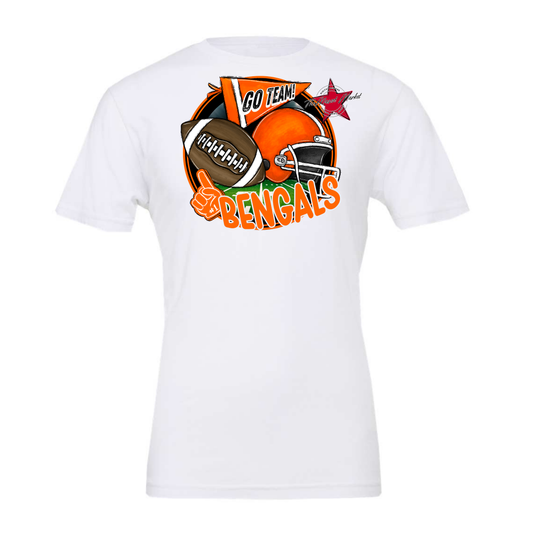 Bengals Circle Football Design-Orange