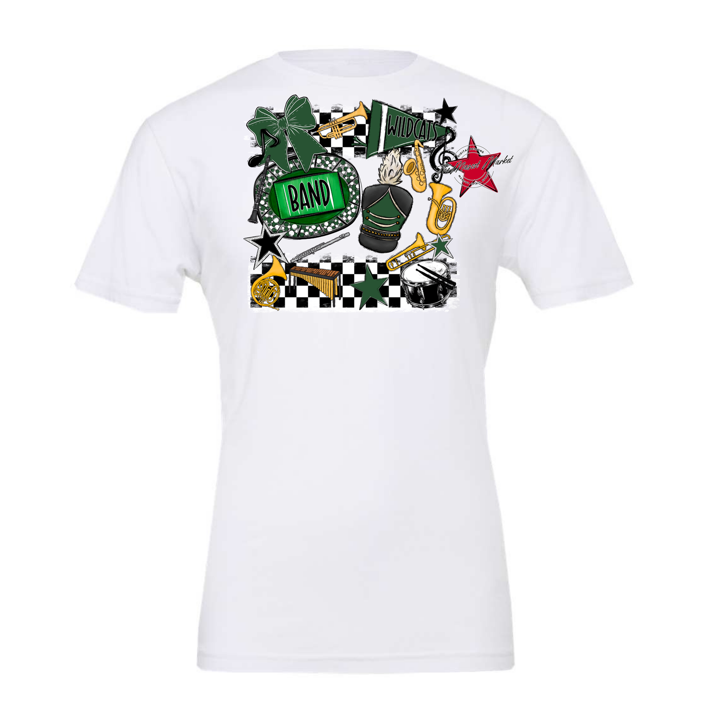 Wildcats Checkers Band Spirit Design-Green