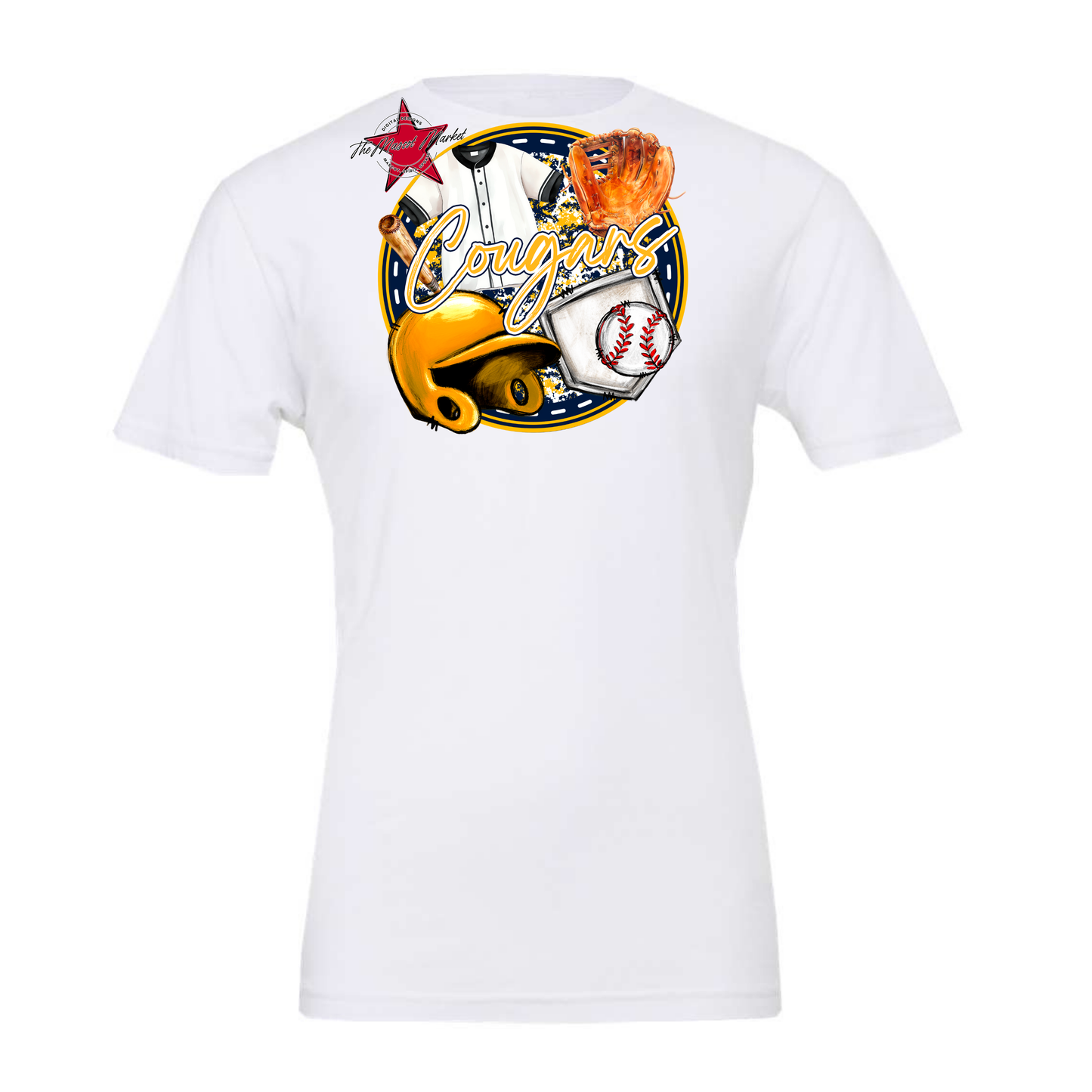 Cougars Circle Baseball Design-Navy-Yellow