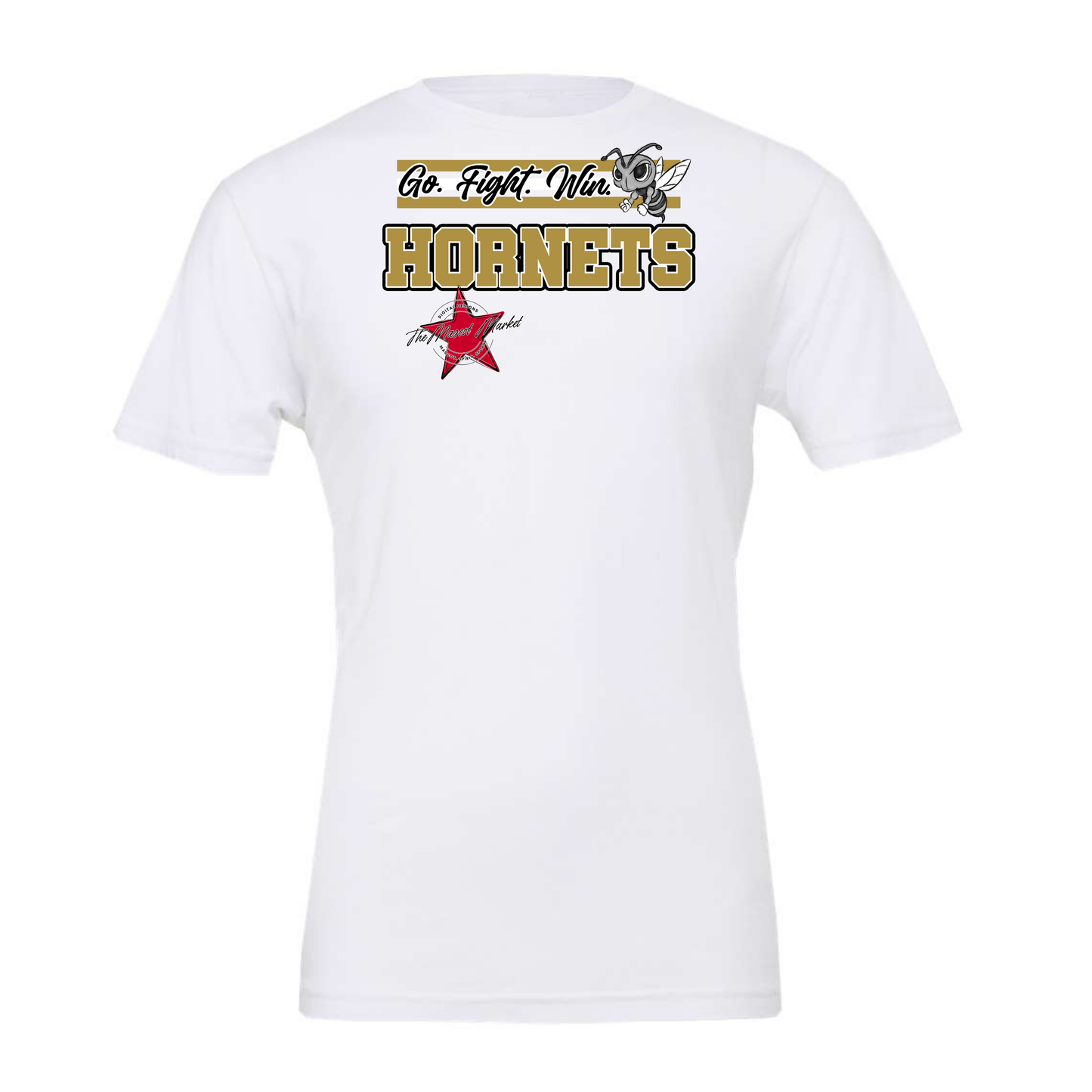 Hornets Go Fight Win Mascot Lines-Gold