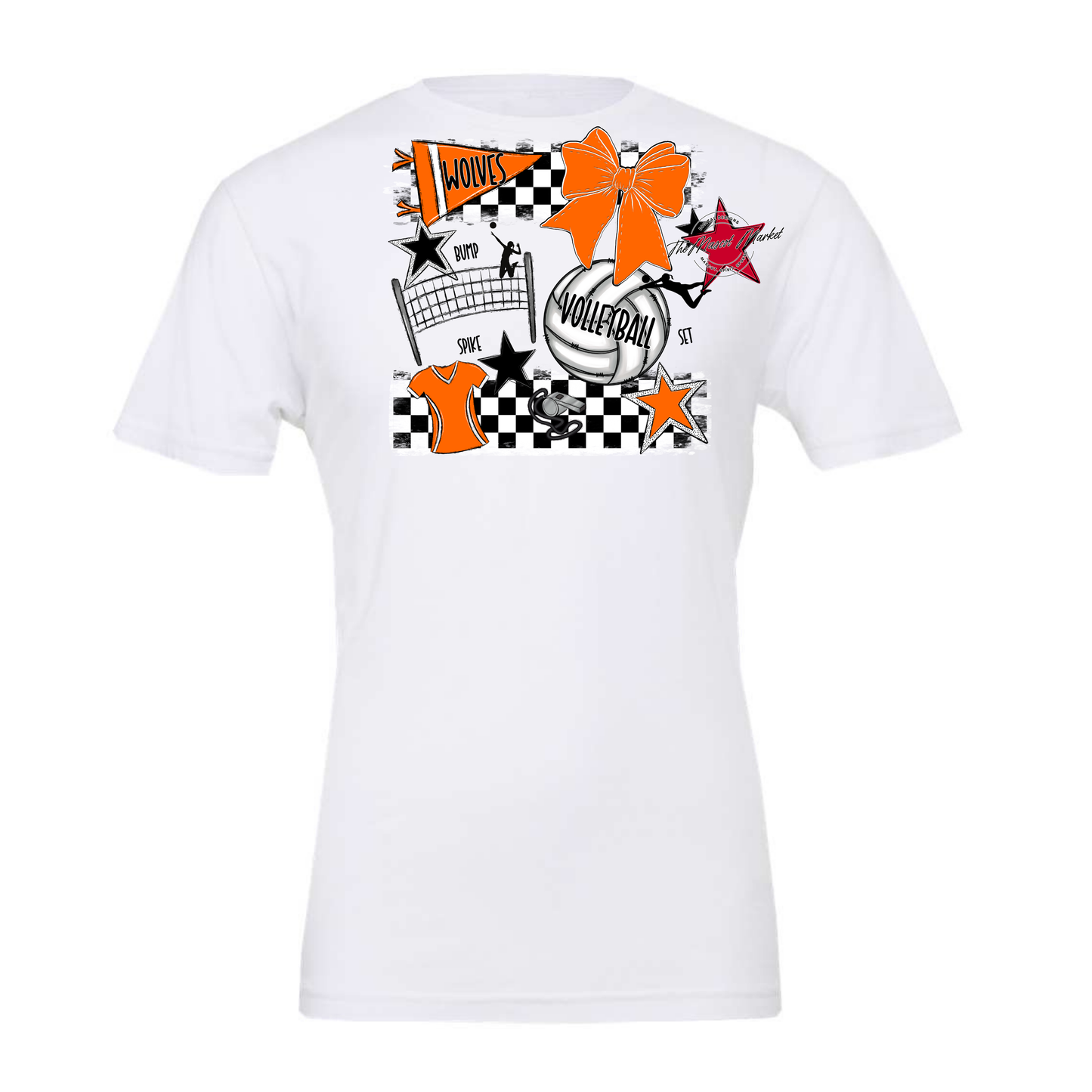 Wolves Checkers Volleyball Spirit Design-Orange