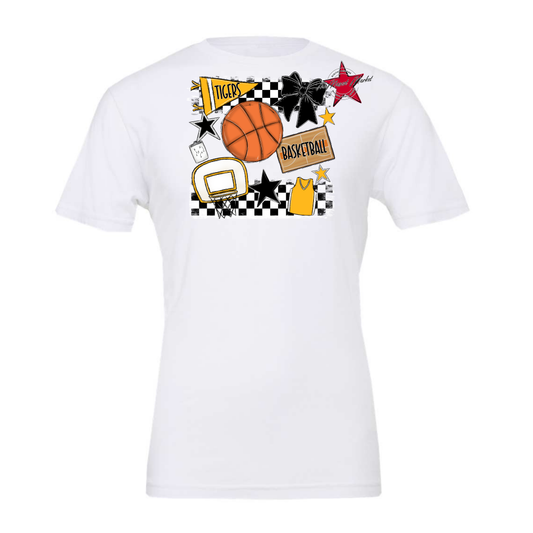 Tigers Checkers Basketball Spirit Design-Yellow