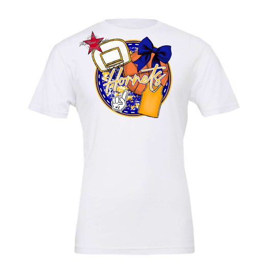 Hornets Circle Basketball Design-Blue-Yellow