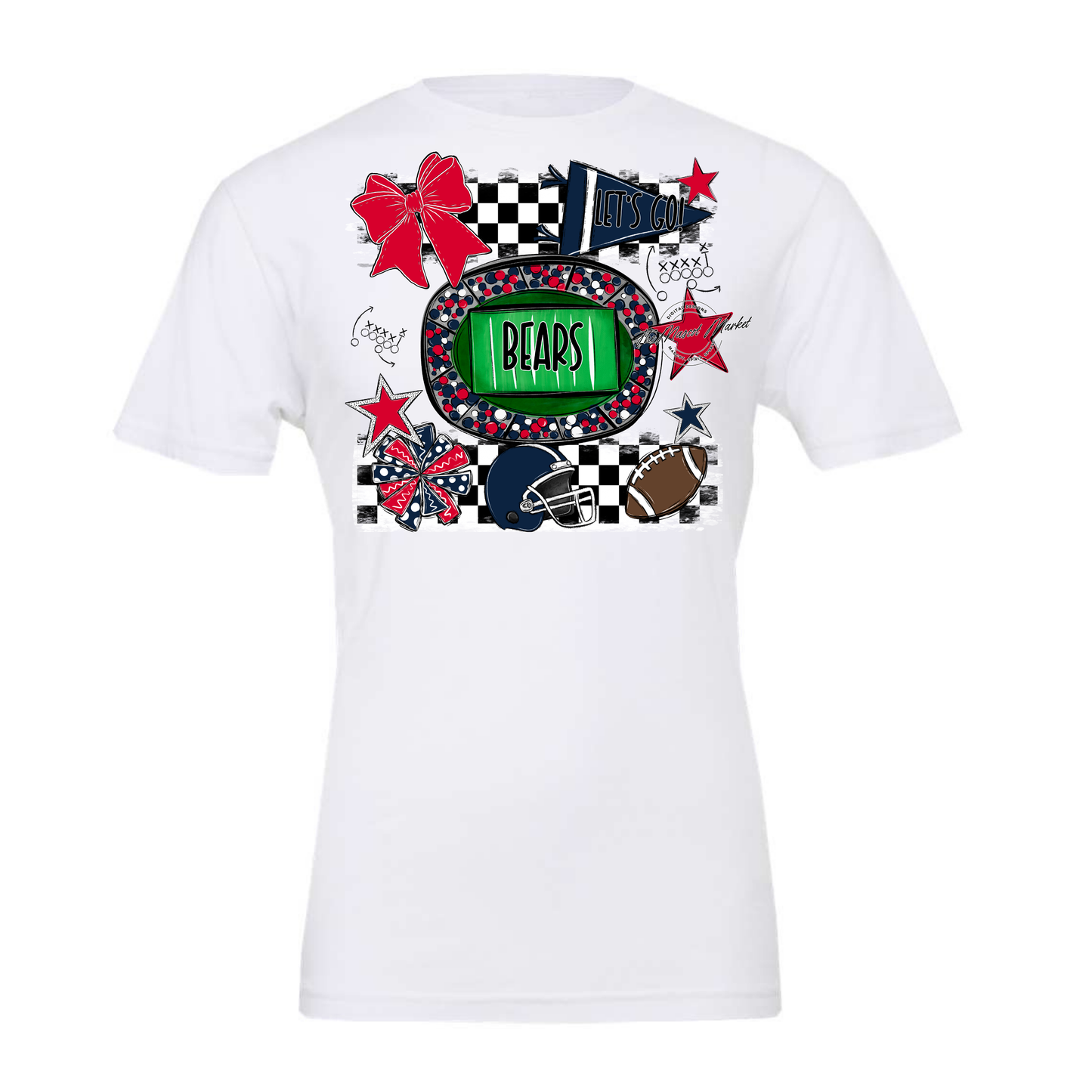 Bears Checker Spirit Design-Navy-Red