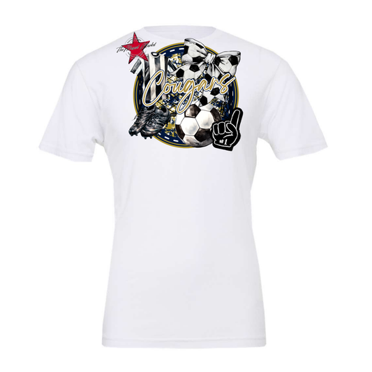 Cougars Circle Soccer Design-Navy-Gold