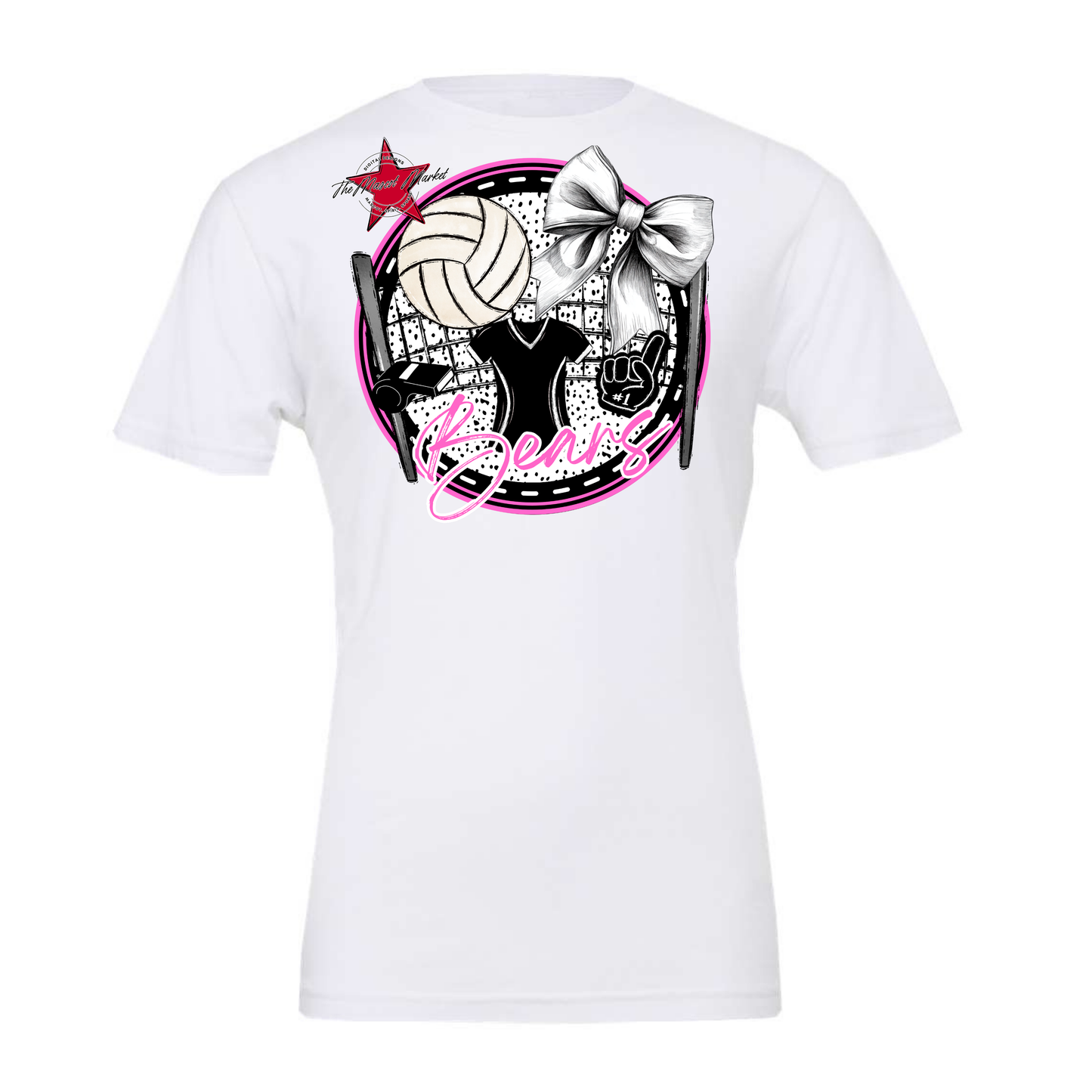 Bears Circle Volleyball Design-Baby Pink