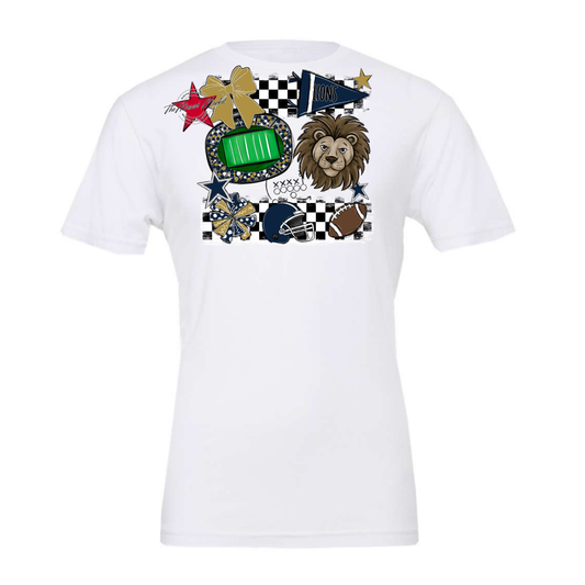 Lions Checkers Mascot Spirit Design-Navy-Gold