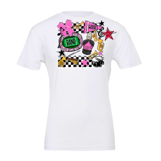 Wolves Checkers Band Spirit Design-Baby Pink